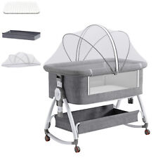 4 in 1 Kinderbett Babybett Beistellbett Zustellbett Matratze mit Rollen