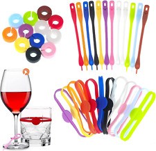 Glasmarkierer 36 Stück Glas Markierung Trinkgläser,Glasmarker Silikon,Buntes Wei