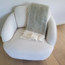 Kuscheldecke /Wolldecke Cozy/Wohndecke /Wendedecke /Plaid Mohair taupe meliert