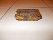 Seifenschale aus Seifenstein, dunkelbraun, 2-tlg.