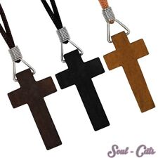 Holz Kreuzanhänger Kruzifix Kreuz Kette schwarz braun beige