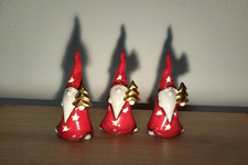 Wichtel Rot Weiß Weihnachtsdeko Figur LED Weihnachten Keramik Fensterdeko