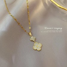 Edelstahl Kleeblatt Gold Halskette Elegant & Modern & Zeitlos 