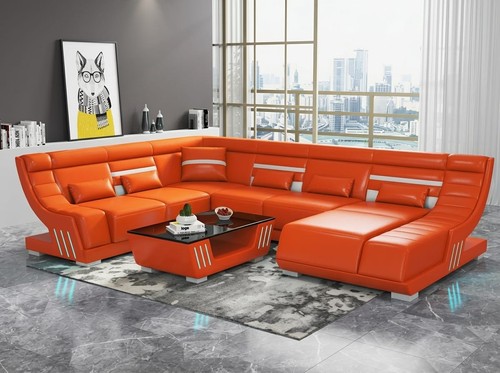 Leder ecksofa form - leder,