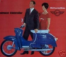 Altes Oldtimer Blechschild Motorrad Simson Schwalbe Kleinroller
