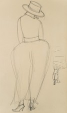 Mode- und Schuhstudie, Dame mit Hut, Bleistift Avantgarde Unbekannt (20.Jhd)