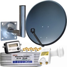 2-TV Satanlage 80cm Spiegel Wandhalter 20m Kabel Satfinder Twin LNB SAT Anlage