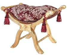 Sitzgondel Barock Hocker Schemel Antikstil Fußbank Sitzbank Sitzhocker rot Bank