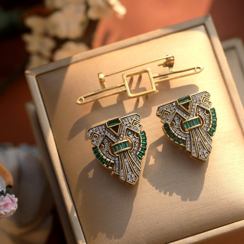 Brosche doppelt clips golden - brosche,