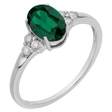 14k Solid Weiß Gold Oval