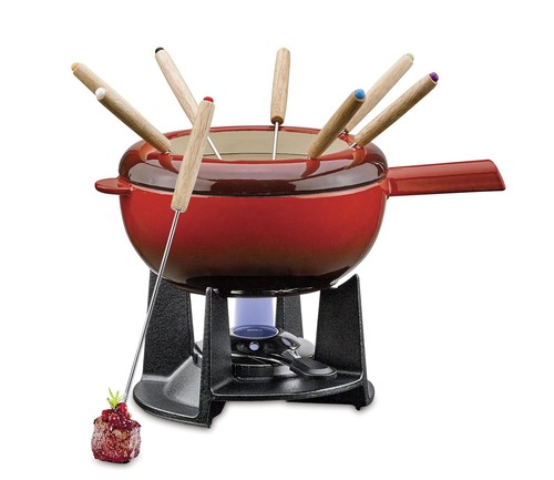 Spring fondue set saas fee - fondue-set, rot