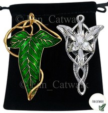 Arwen EVENSTAR BROSCHE + GOLD Elfenblattbrosche SET LOTR Herr der Ringe Elf