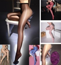 Transparente Seide Schritt offen dünne hell glänzende glatte Strümpfe Strumpfhose Pantyhose, UK