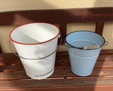 DDR Emaileimer , 2 Stück  1x 10L  und 1 x 5 L DEFEKT , Deko, Pflanzgefäss