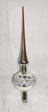 ALTE GLAS TANNENBAUMSPITZE * H 29,5 CM * SILBER MIT SILBER-BAND * OVP