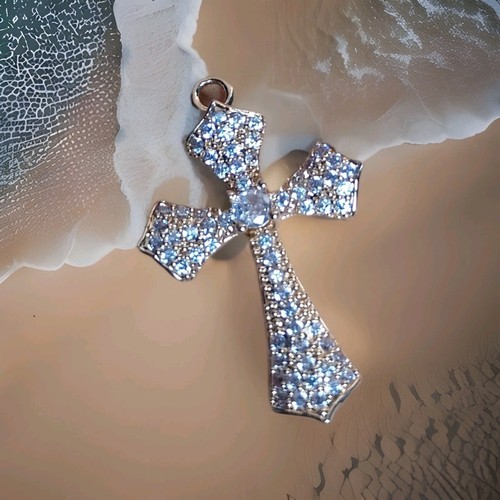 Kreuz anhänger silber strass - kreuz,
