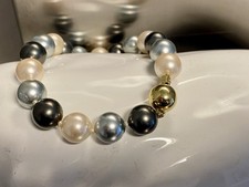 Multicolor Perlenarmband mit 585/-14k. Gelbgoldverschluß aus Familienbesitz