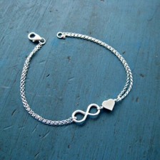 Damen Armkette INFINITY HERZ Farbe Silber Armband Eternity Unendlichkeit Partner