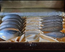 6  Kaffeelöffel 140 Gramm 800er SILBER  Halbmond Krone