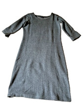 Charles Robertson warmes Jersey Winterkleid grau Fischgrätmuster knielang Gr. 36