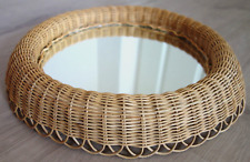 Korbspiegel Wandspiegel Rattan Spiegel rund Mid Century um 1960