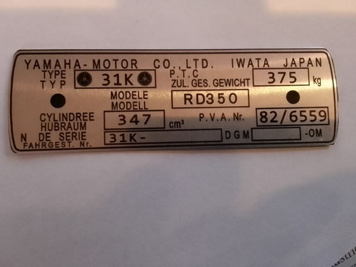 Typenschild schild yamaha - typenschild,