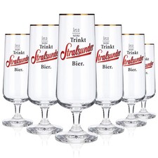 6x Stralsunder Bierglas Gläser Biergläser 0,25l Pokal Goldrand Rastal Perl