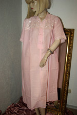 BELLANETT Vintage Negligee * Nachtkleid * Nachthemd bestickt rosa neu 52/54