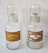 Tolle Parfum Flaschen mit Kolben um 1900 - Eau de Cologne & Huile de Paraffine