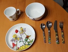 WMF Biene Maja Kinder Geschirrset 7  tlg Kindergeschirr Kinderbesteck Tasse Rar