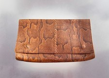Vintage Handtasche Clutch Tasche Schlangenleder Schlange Leder cognac 32x19x3