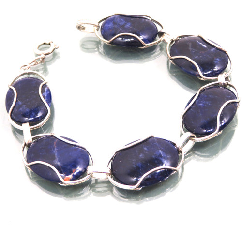 Silber armband blaue steine - blaue,