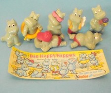 6 HAPPY HIPPOS + Beipackzettel zusammen Original FERRERO D Ü Ei 1988