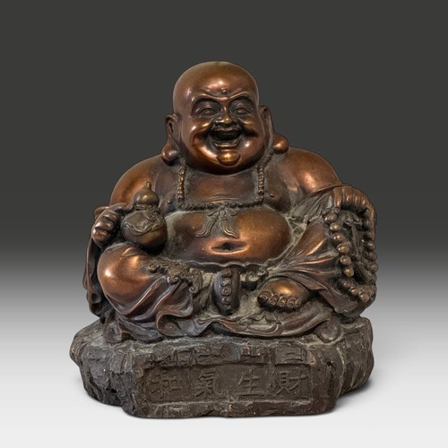 Happy buddha bronze figur - buddha,