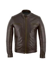 Herren Motorrad Brun Leder Jacke  Echtem Rinderleder Biker Jacke Motorradjacke L