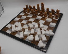 Schachspiel 44 x 44 cm Marmor / Onyx mit Spielfiguren 4,4 -10,8 cm