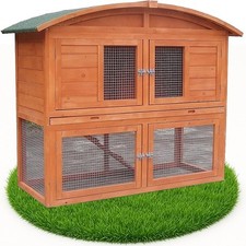 Hasenstall mit Runddach Holz