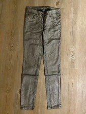 Neue Glanz Hose Stretch Damen Gr. 36 / S Silber ideal an Weihnachten Silvester 