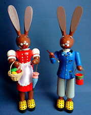 Großes Osterhasenpaar 42cm Erzgebirge Handarbeit Hasen-Paar Osterhasen Osterhase