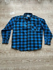 Herren Flanellhemd Blau Kariert Langarm Holzfällerhemd Arbeitshemd Karohemd