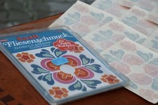 70er Jahre Fliesen Dekor Blumen Orange Abziehbild Aufkleber Kachel SAXIT Henkel