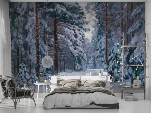 ölgemälde schnee wald - schnee,
