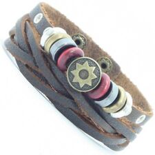 Kunstleder Herren Armband Surferarmband Männer Wickelarmband Braun Sonne