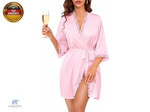 Satin bademantel damen mit - satin,