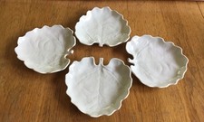 4 Schälchen/ Snack/ Schalen Blatt Hutschenreuther Reliefdekor Weiß Porzellan