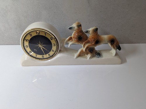Kaminuhr hunde porzellan - hunde,