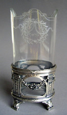 Frankreich Jugendstil kleine Vase versilbert Rosen geschliffenes Glas um 1900