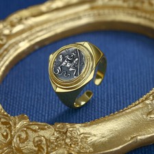 A28 Ring Herakles im Kampf mit der Hydra Nachbildung antike Münze Silber 925 