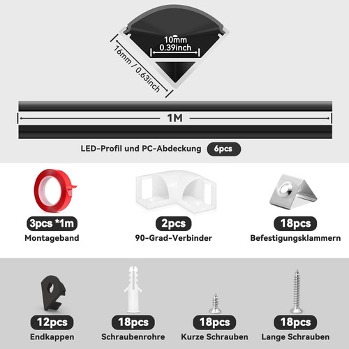 Led profil form - v-form, 6m,