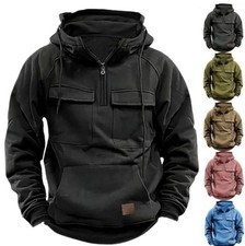 Neu Herren Oversized Military Hoodie - Heavy Duty Work Cargo Sweatshirt